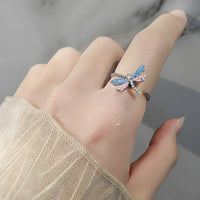Dragonfly Fidget Spinner Ring, Adjustable Anxiety, Rotating Dragonfly, Blue 378