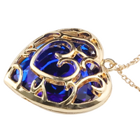 Signature Sculpted Rose Heart Locket Necklace — Dazzling Blue Heart Crystal 1320