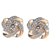Knot Stud Earrings for Women – Trendy Cubic Zirconia Round Studs Interwoven 814