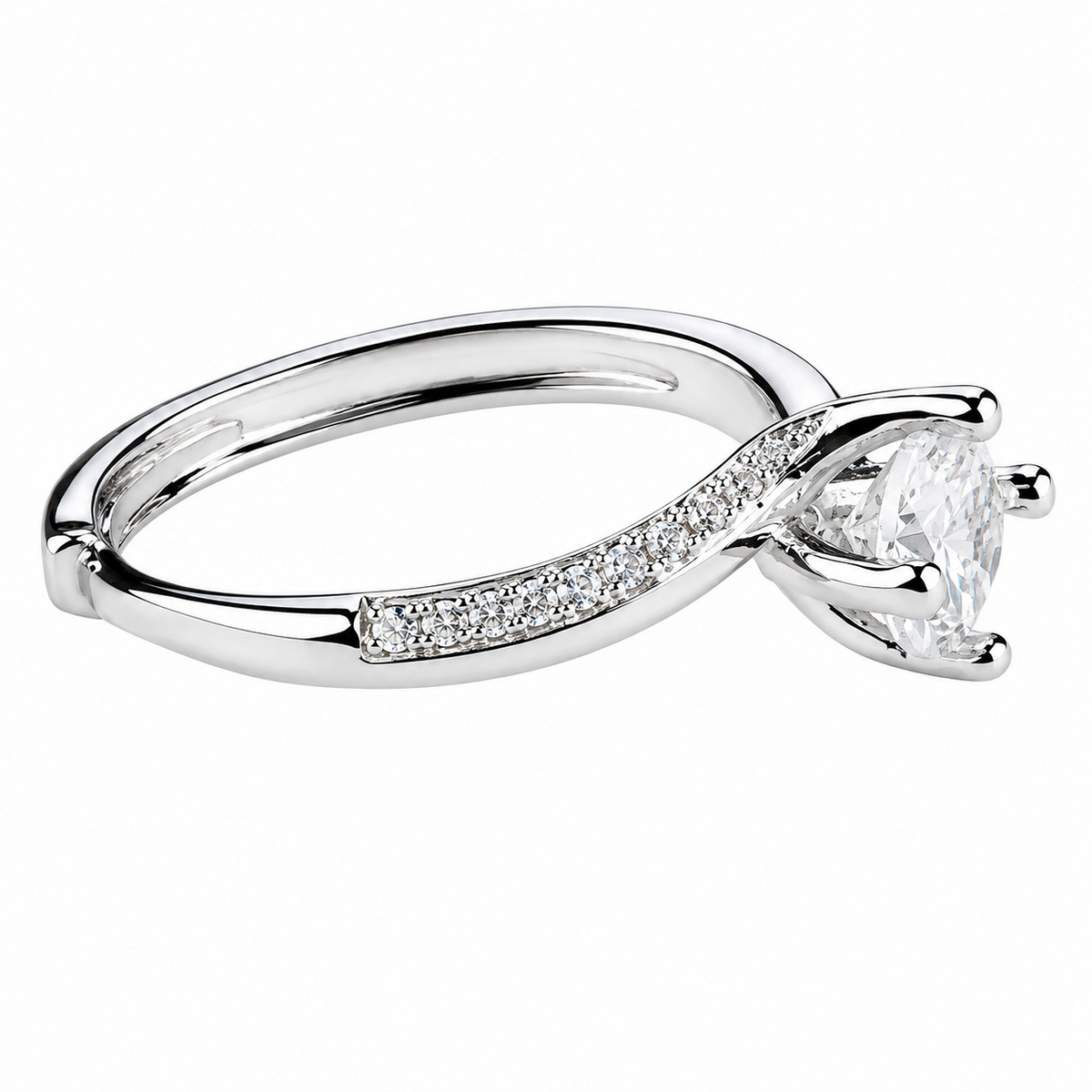 Women Zircon Engagement Ring Brilliant Solitaire Twisted Band Adjustable 1668