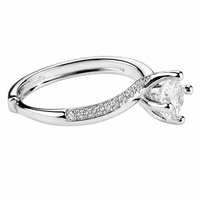Women Zircon Engagement Ring Brilliant Solitaire Twisted Band Adjustable 1668
