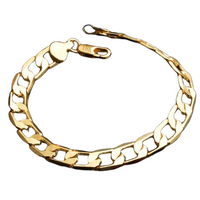 Gold Plated Figaro Chain Bracelet, Classic Link Design, Women's Fashion 421