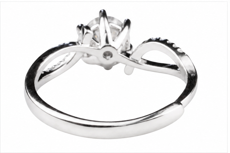 Women's Adjustable Split Shank Zircon Engagement Ring, Round Brilliant Cut 1638