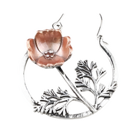 Vintage Floral Hoop Drop Earrings for Women - Artistic Flower Branch Design 1433