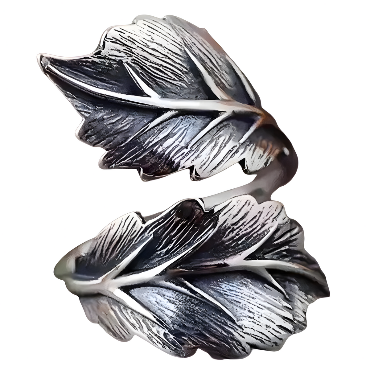 Vintage Leaf Wrap Ring Silver-Plated Alloy Adjustable Resizable Open Band 1477