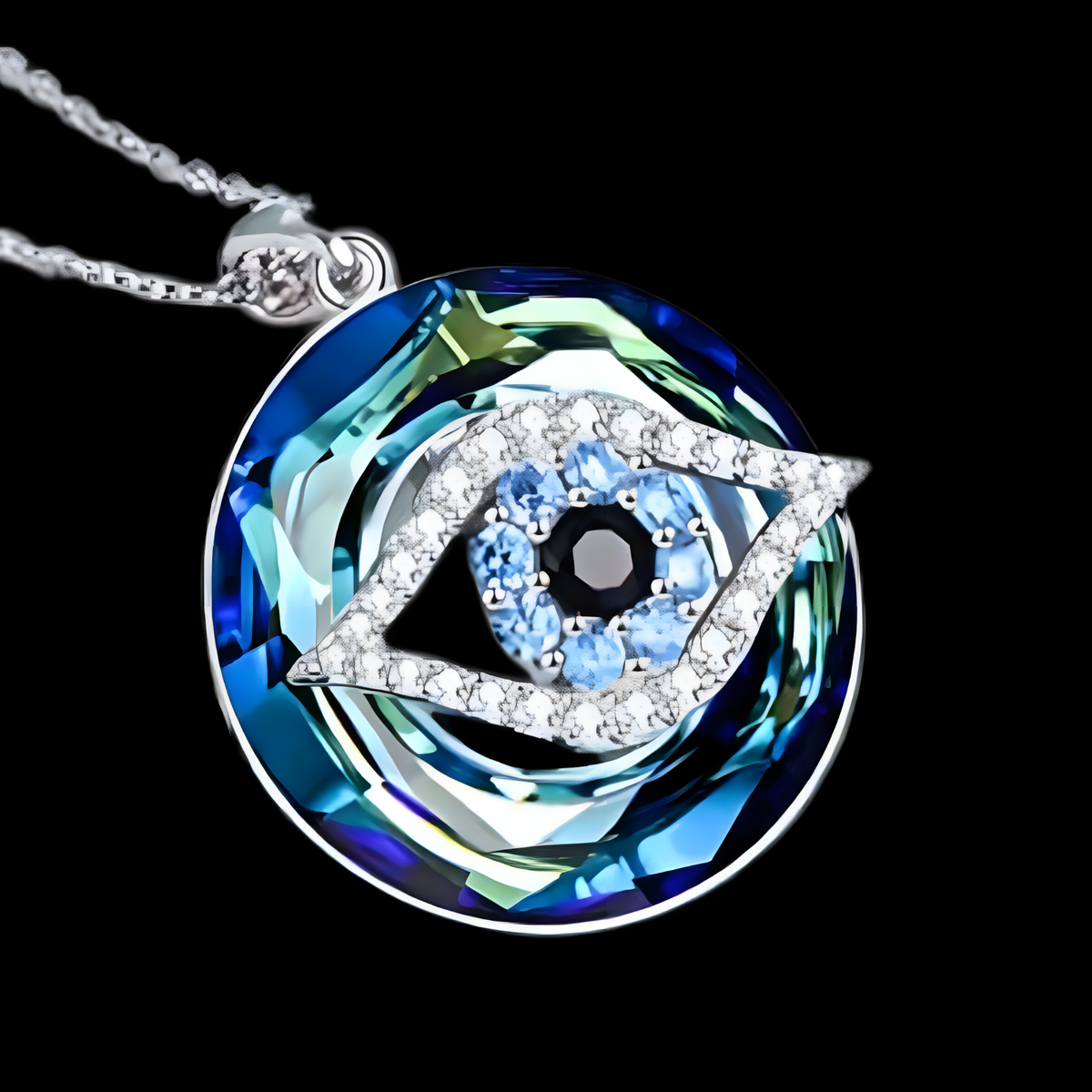 Evil Eye Pendant Necklace for Women– Copper Alloy Blue Crystal Eye Necklace 1253