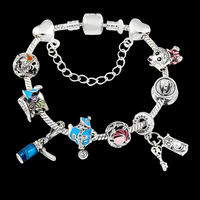 Storybook Charm Bracelet for Women–Zinc Alloy Snake Chain Colourful Enamel 1251