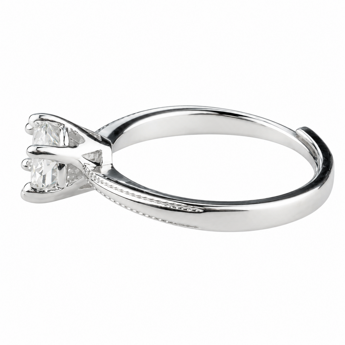 Women Zircon Engagement Ring Round Brilliant Solitaire Adjustable Wedding 1664