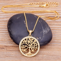 Unified Jewellery Gold Tone Tree of Life Necklace Crystal Pendant Women B64