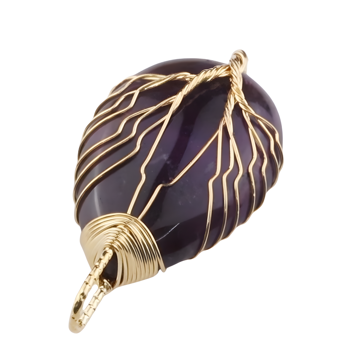 Gold Amethyst Tree Of Life Pendant Necklace Women Oval Gemstone Statement 1342
