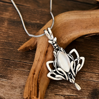 Stainless Steel Lotus Pendant Necklace for Women – Classic Geometric Design 666