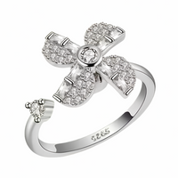 Rotatable Bow Spinner Ring For Women, Adjustable Open Band Fidget Anxiety 1512