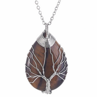 Tree of Life Tiger Eye Pendant Necklace Spiritual Crystal Healing Statement 1335