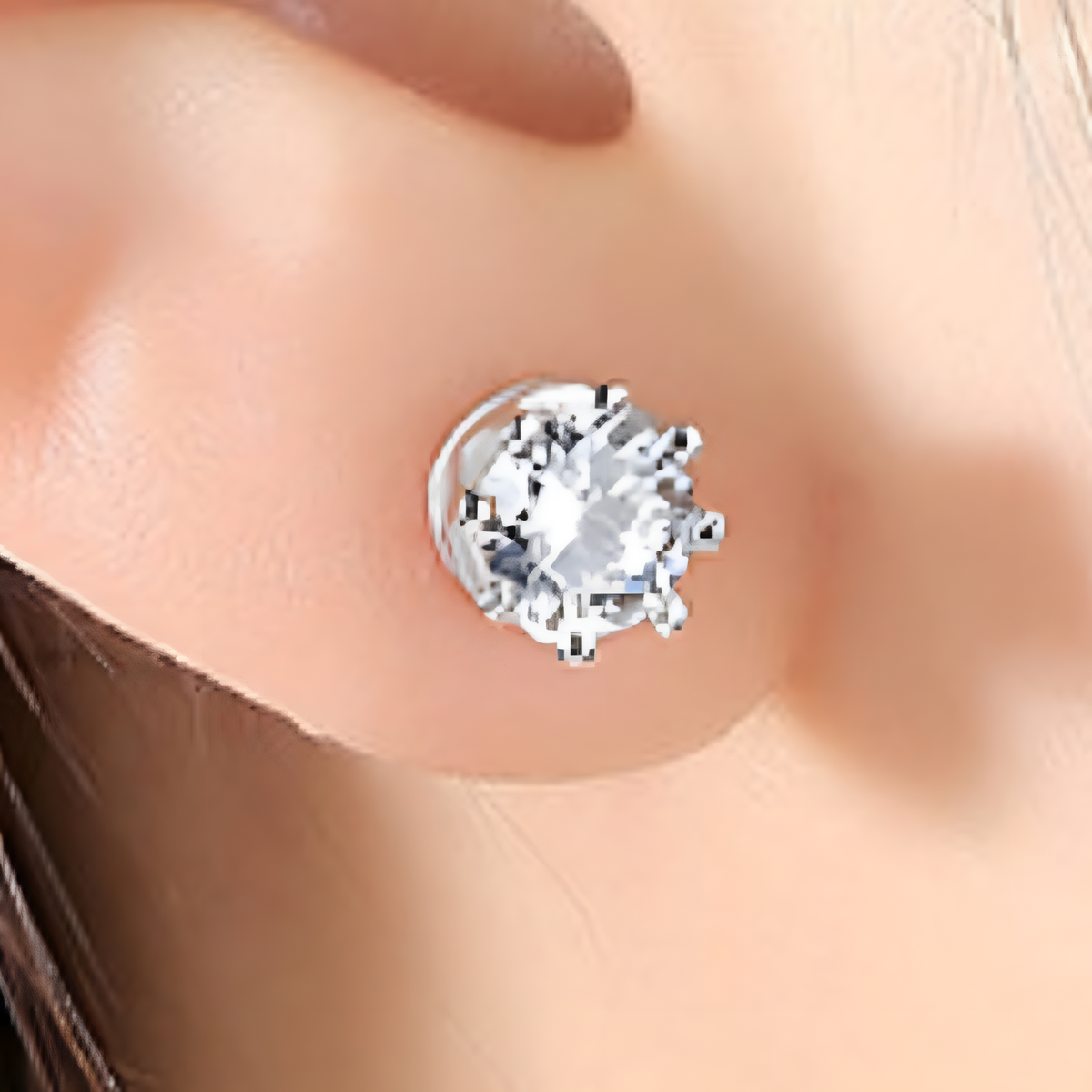 Silver Colour Cubic Zirconia Stud Earrings for Women– TRENDY Round White CZ 1049