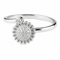 Sunflower Spinner Ring Adjustable Open Ring Silver Tone Floral Statement 1594