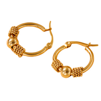 316L Stainless Steel Golden Hollow Woven Circular Hoop Earrings for Women 643