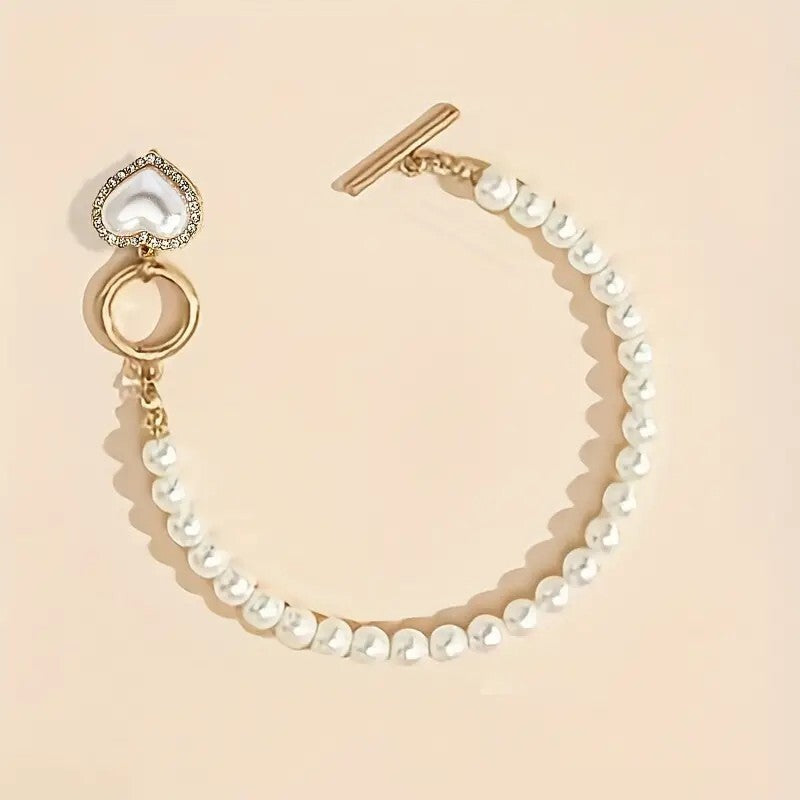 1 Pc Bracelet 1 Pc Necklace Heart Pendant OT Buckle Imitation Pearl Design 80 UK