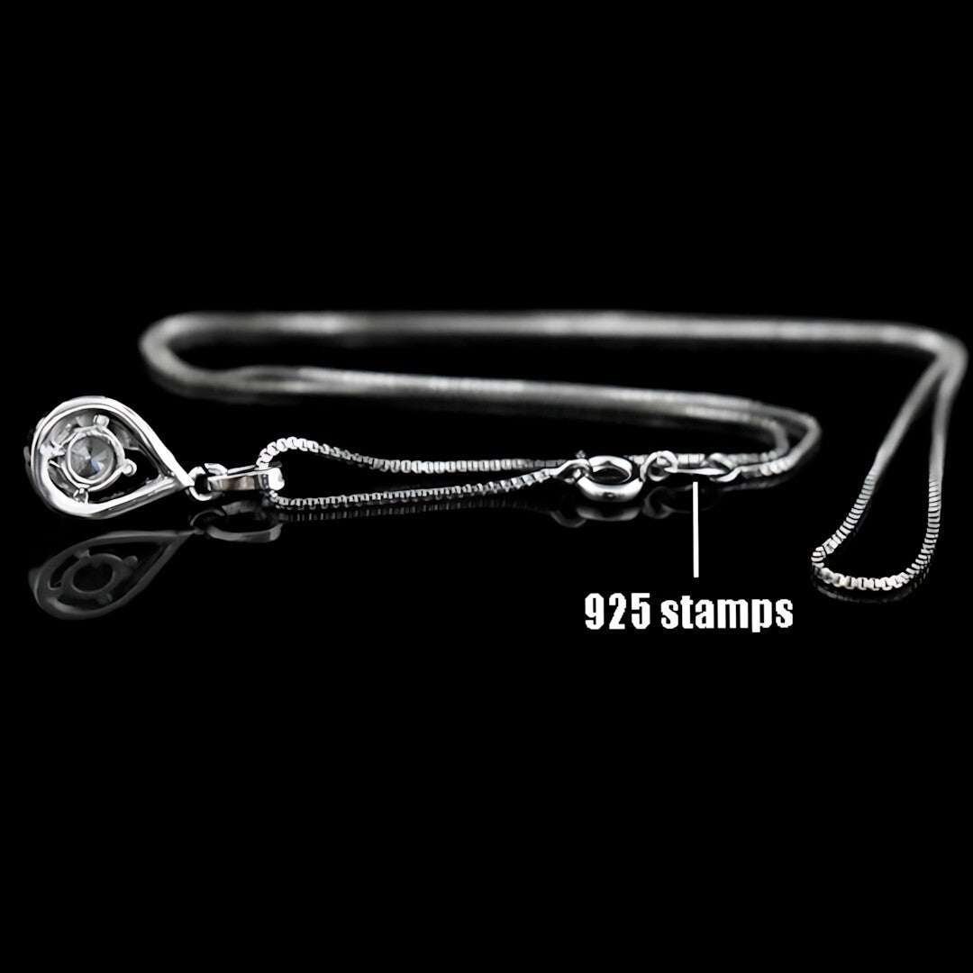 925 Sterling Silver Fine AAA Zircon Angel Tear Water Drop Pendant Necklace 251
