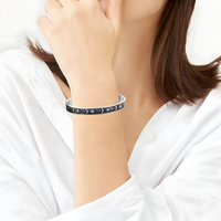 Stainless Steel Cuff Bracelet | Titanium Plated Silver Tone Bangle Moon Sun 614