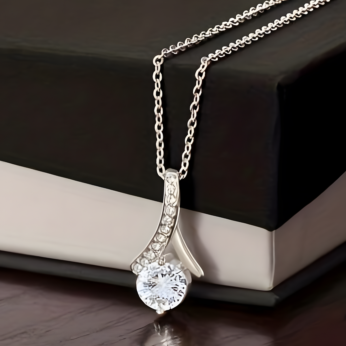 Wifey Necklace from Husband, Cubic Zirconia Heart Pendant B192  (WITHOUT BOX)