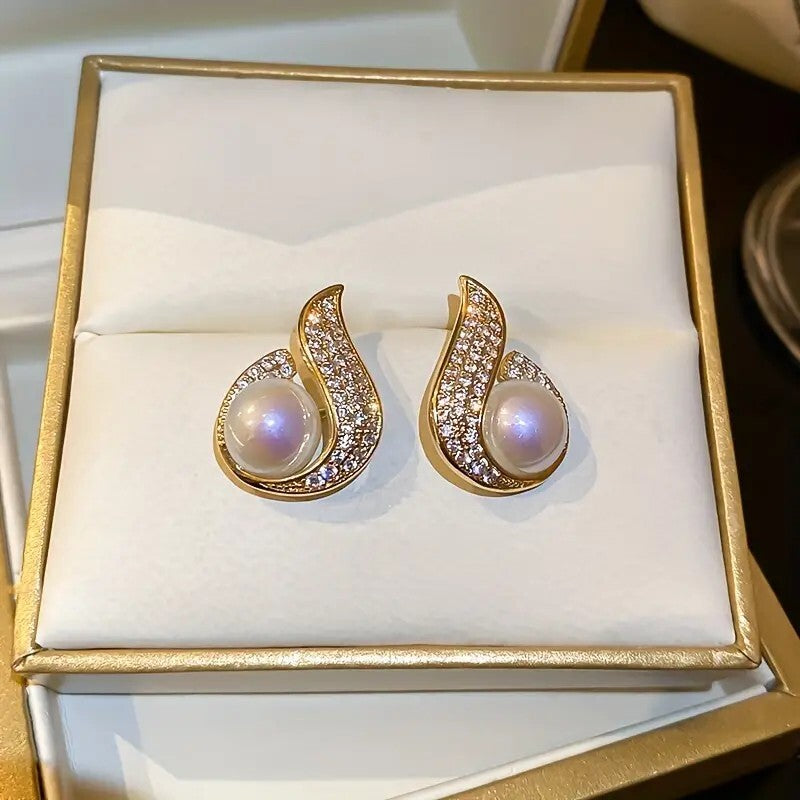 Delicate Stud Earrings Alloy Jewelry Embellished Rhinestones & Imitation 88 UK