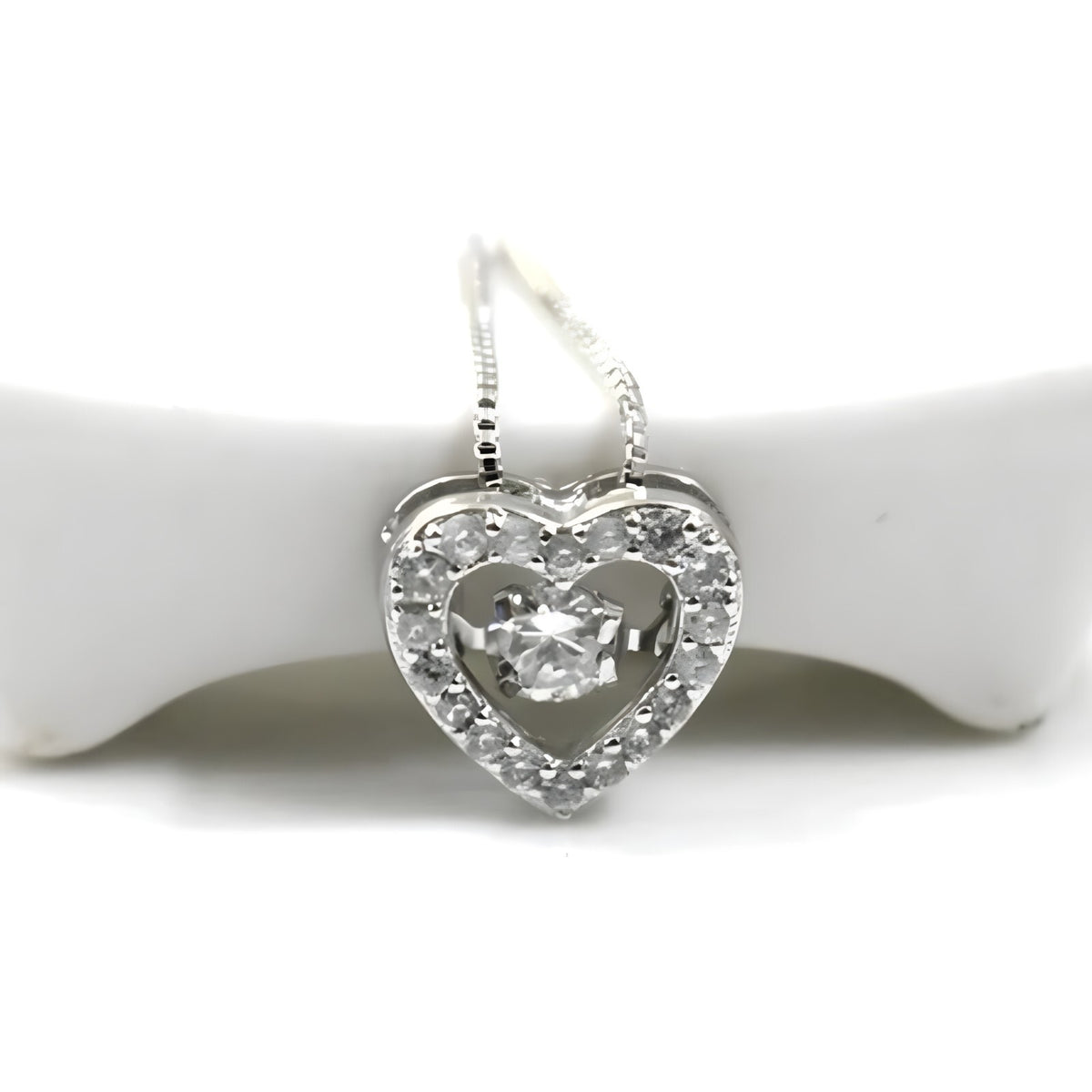 925 Sterling Silver Heart Necklace Women | Dancing Zircon Pendant Adjustable 260