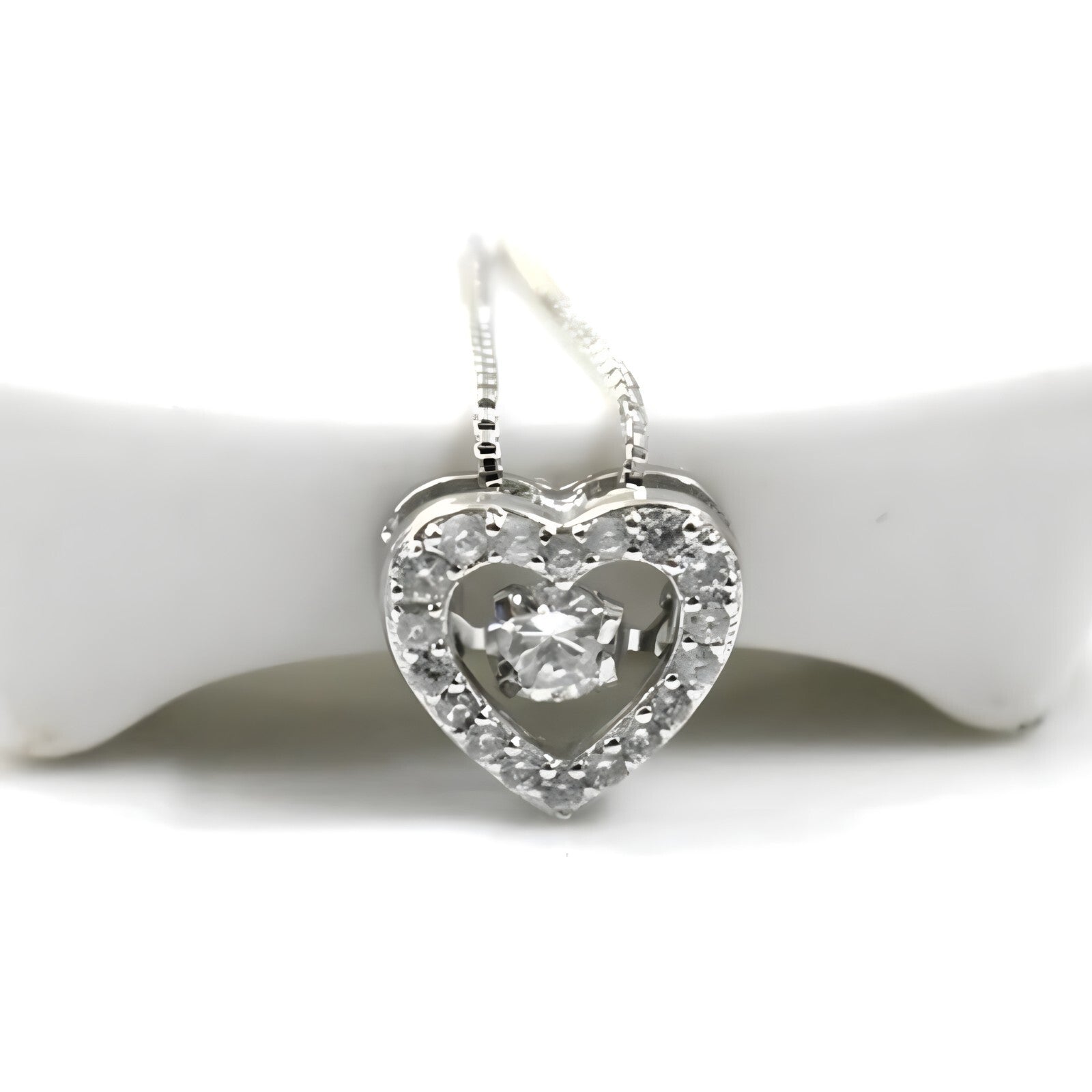 925 Sterling Silver Heart Necklace Women | Dancing Zircon Pendant Adjustable 260