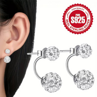 Exquisite Double Ball Design Stud Earring 925 Sterling Silver Hypoallergenic 136