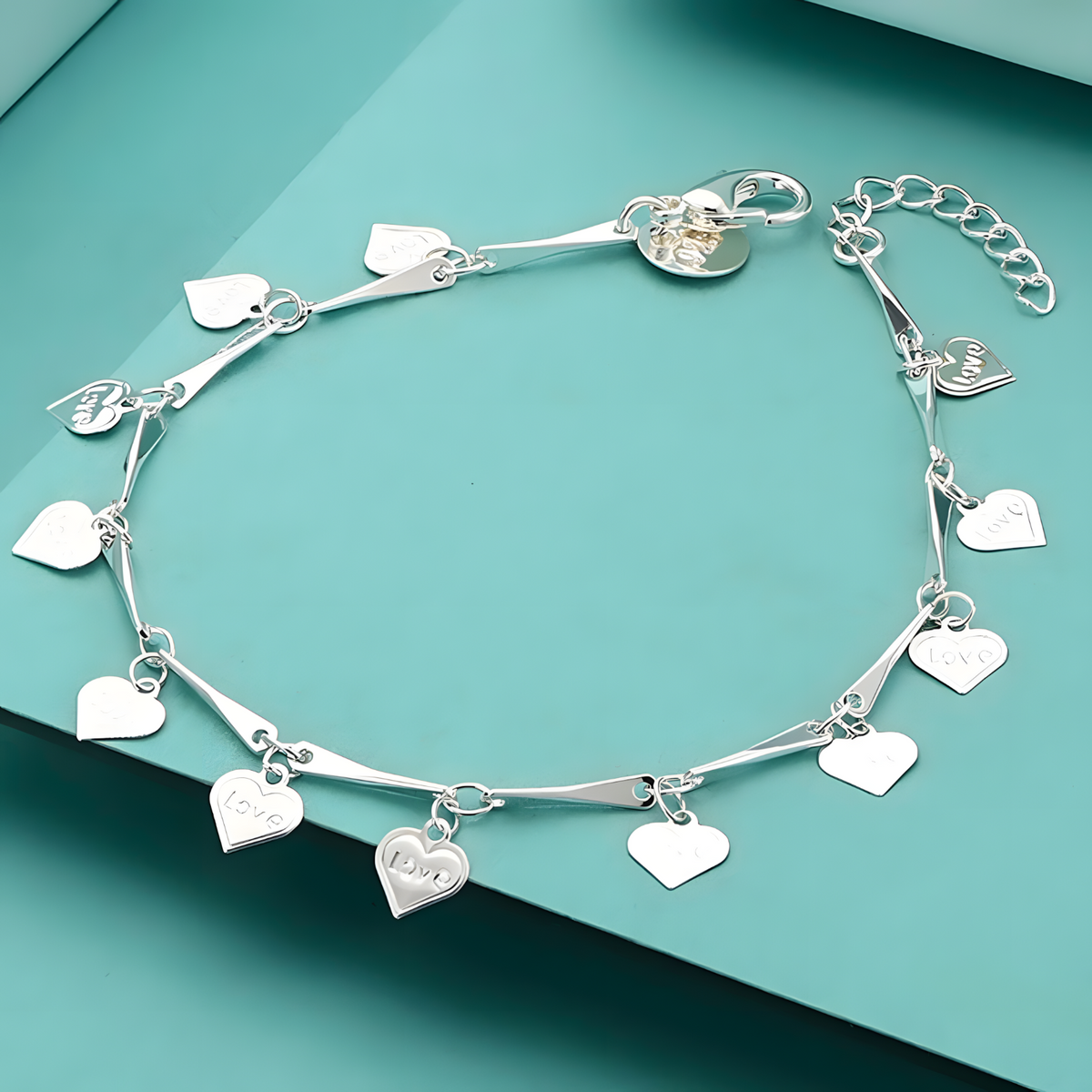 925 Silver Heart Charm Bracelet For Women - Love Pendant Chain Bracelet 1786