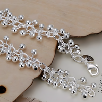 Silver-Plated Beaded Charm Bracelet for Women – Trendy Chain & Link Design 1191