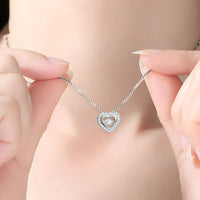 925 Sterling Silver Heart Necklace Women | Dancing Zircon Pendant Adjustable 260