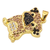 Pug Pendant Necklace — Gold Plated Brass Pendant with Black & Clear Cubic B242