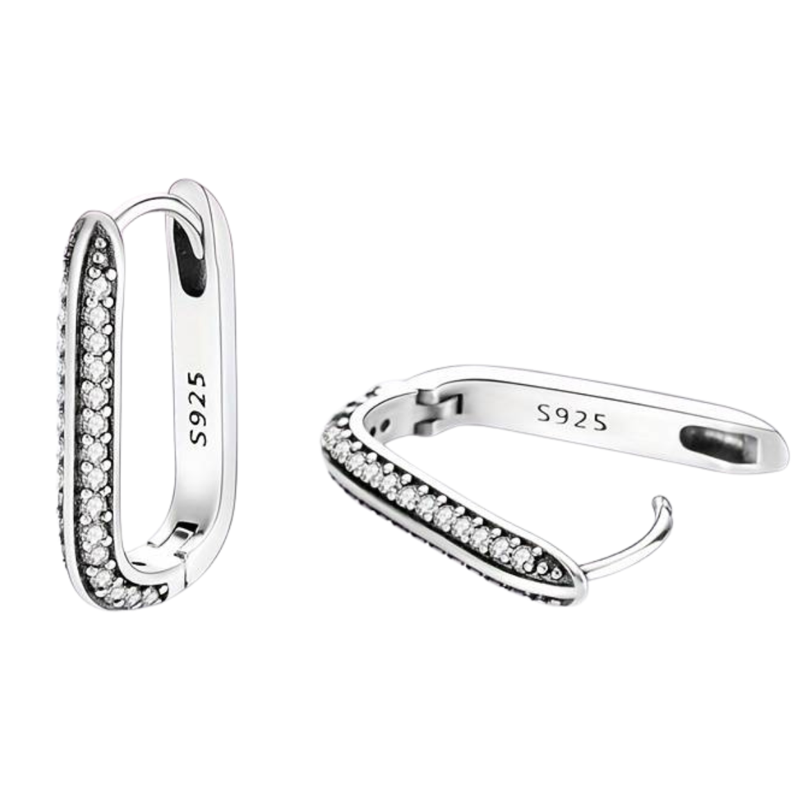 925 U-Shaped Hoop Earrings with Cubic Zirconia - Elegant Small Hoop Earrings 163