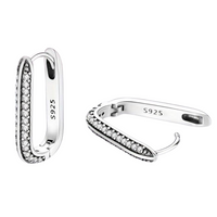 925 U-Shaped Hoop Earrings with Cubic Zirconia - Elegant Small Hoop Earrings 163