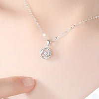 925 Sterling Silver Dancing Zircon Necklace – Twisted Pendant Charm with 5mm 274