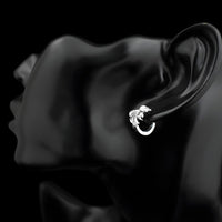 Sterling Silver Fish Hoop Earrings with Cubic Zirconia Huggie Hoop Earrings 340