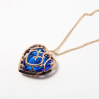 Signature Sculpted Rose Heart Locket Necklace — Dazzling Blue Heart Crystal 1320