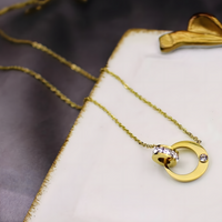 Dual Hoop Pendant Necklace for Women – Real PVD Gold Plated Stainless Steel 741