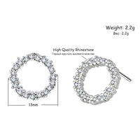925 Sterling Silver Circle Stud Earrings with Rhinestones - Small Halo Studs 352