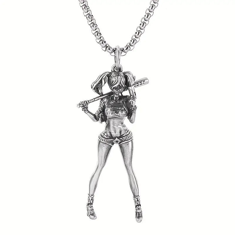 Exquisite Silver Necklace With Female Playing Baseball Pendant For Men 60 UK