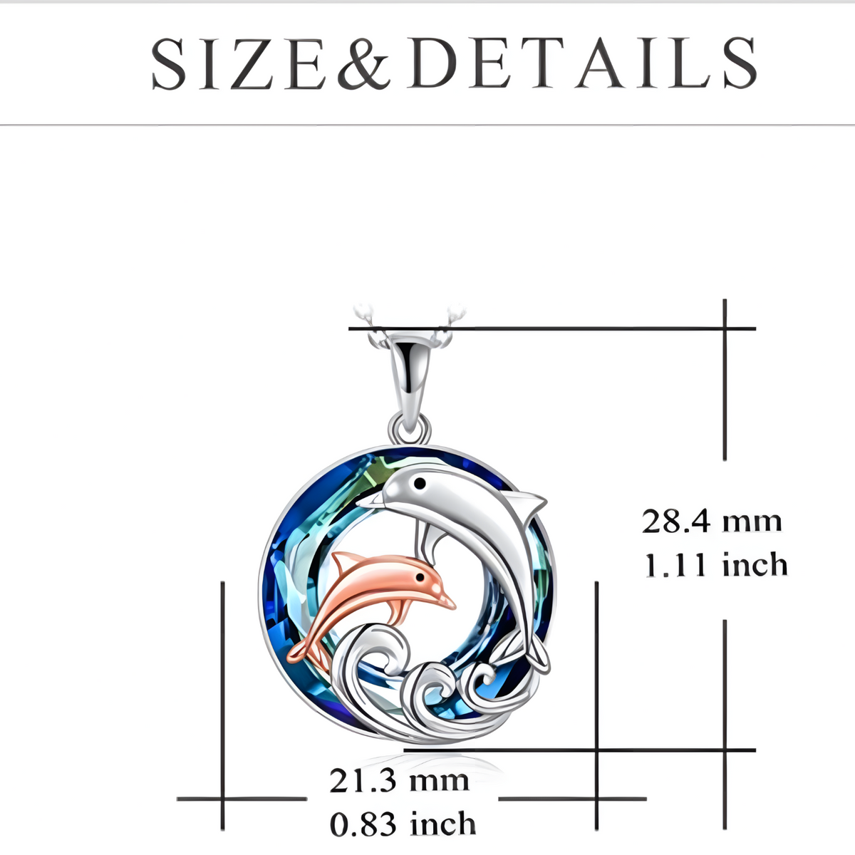 Dolphin Mother & Baby Pendant Necklace Women Zinc Alloy Animal Ocean Wave 1084