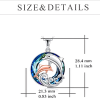 Dolphin Mother & Baby Pendant Necklace Women Zinc Alloy Animal Ocean Wave 1084