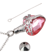 Heart Tree of Life Urn Necklace Crystal Funnel Filler 316L Stainless Steel B210