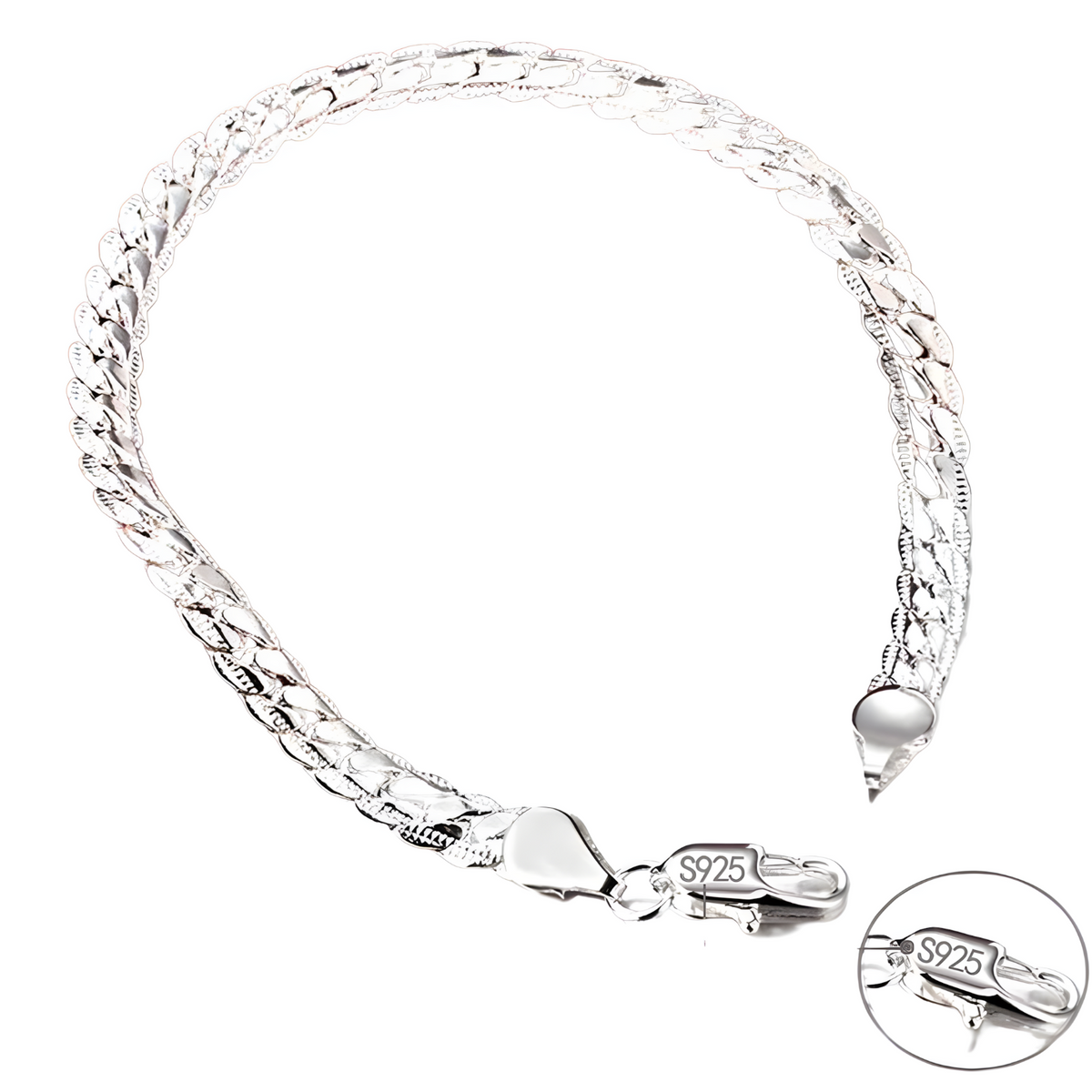 925 Silver-Plated Bracelet – Cuban Link Chain S925 Lobster Lock, Polished 850