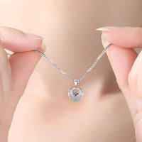 925 Sterling Silver Double Heart Necklace-Dazzling Dancing Zircon,Adjustable 270