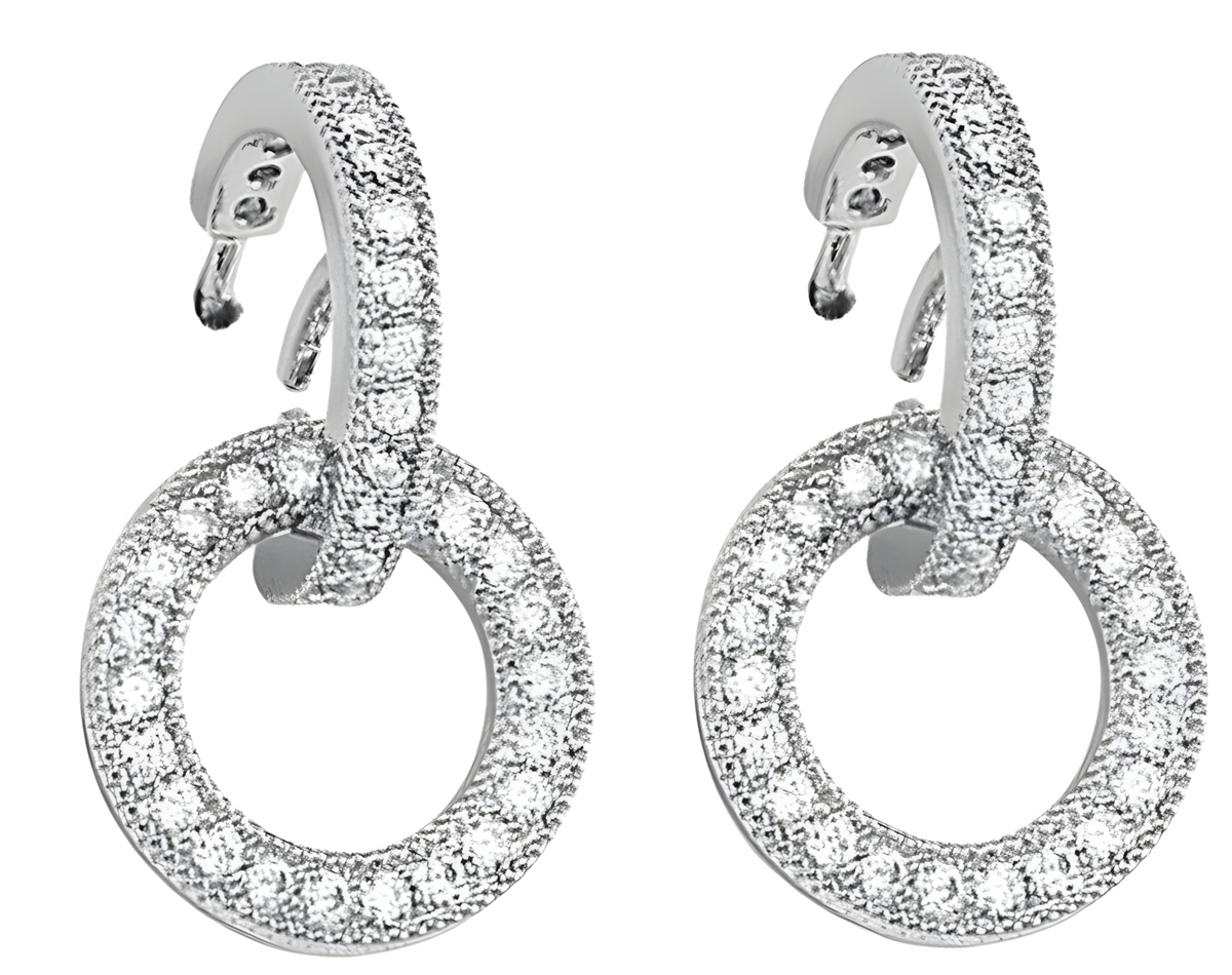 925 Sterling Silver Rhinestone Drop Earrings, Punk Rock Arch Bridge Dangle 322