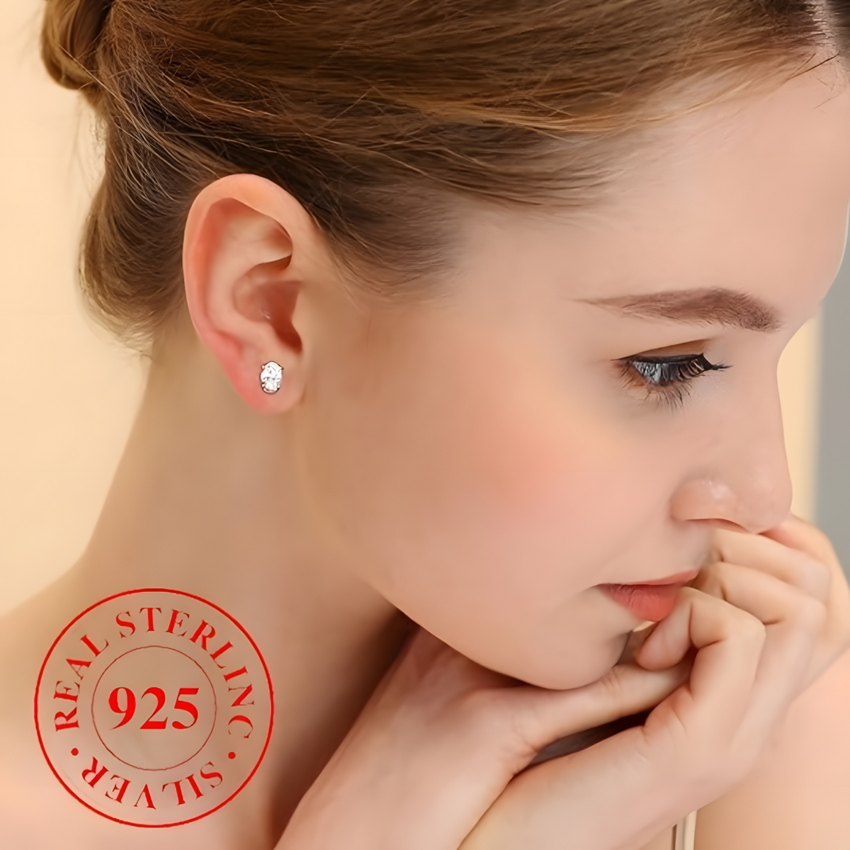 Women's Oval Zirconia Stud Earrings, Copper Alloy Female Jewelry, Elegant 515