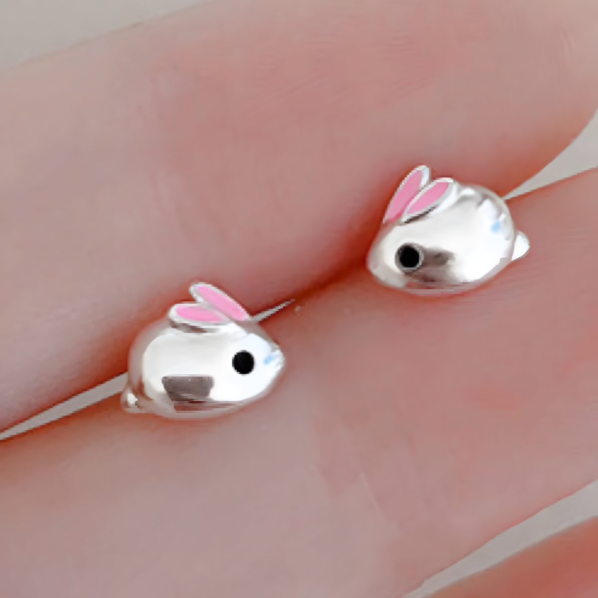 Rabbit Earrings for Women – 925 Silver-Plated Copper Alloy Cute Animal Studs 956
