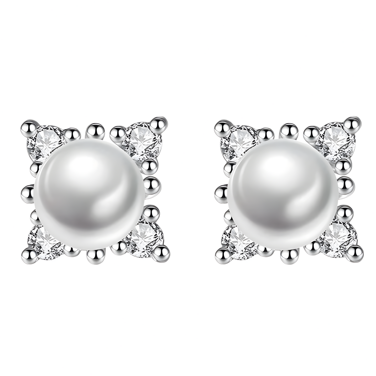 Dainty 925 Sterling Silver Pearl Stud Earrings Elegant & Minimalist Jewelry 302
