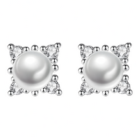 Dainty 925 Sterling Silver Pearl Stud Earrings Elegant & Minimalist Jewelry 302